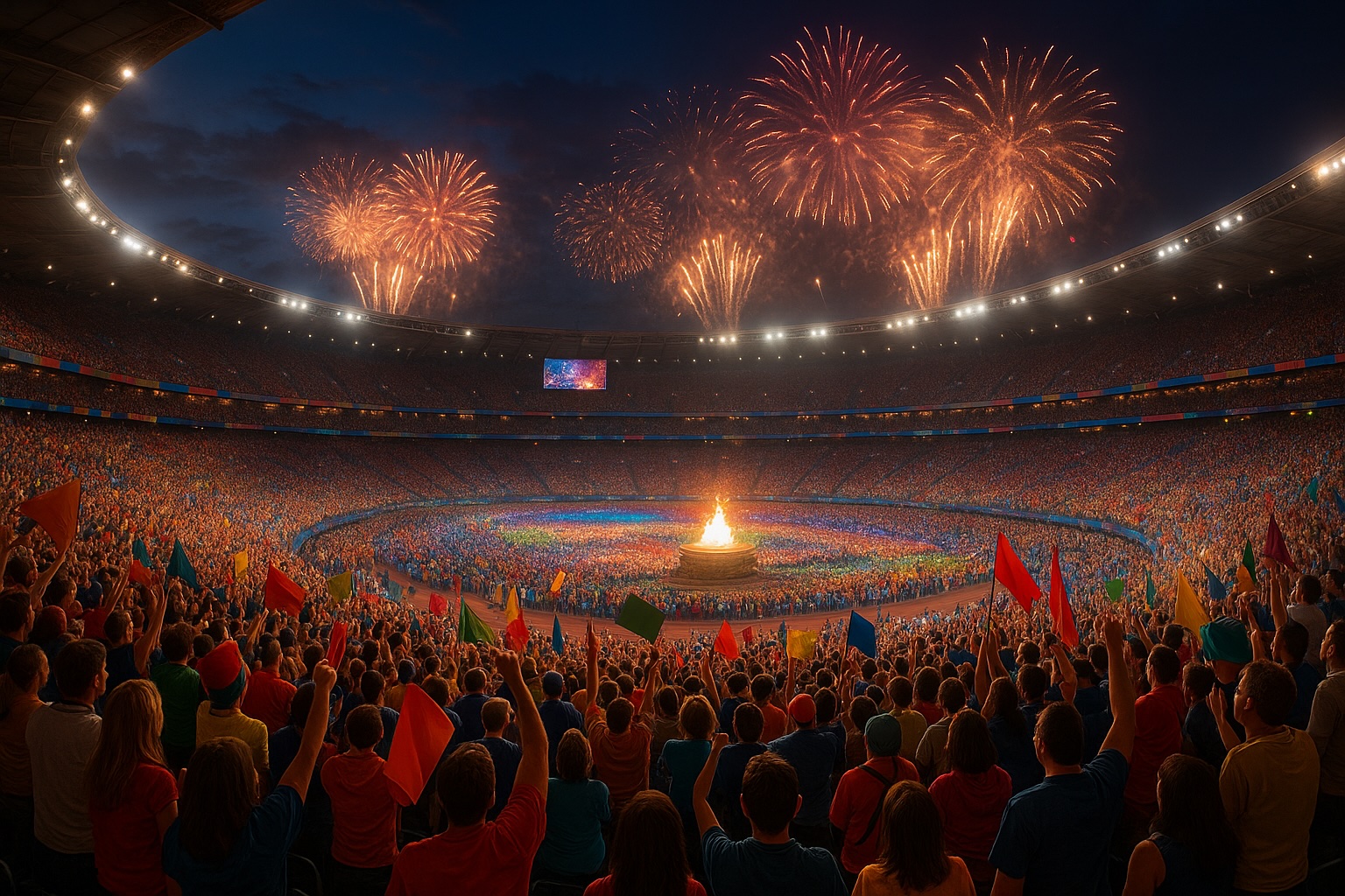 Stadio gremito durante la cerimonia